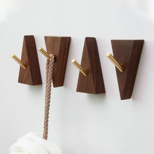 Triangle Shape Multi-Purpose Brass & Solid Wood Hooks